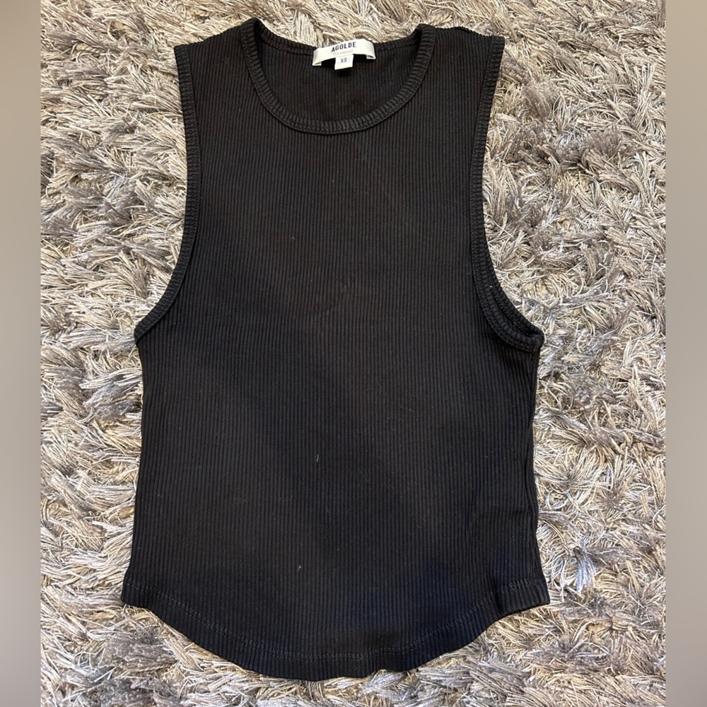 Agolde Classic Black Sleeveless high neck crop Top XS EUC